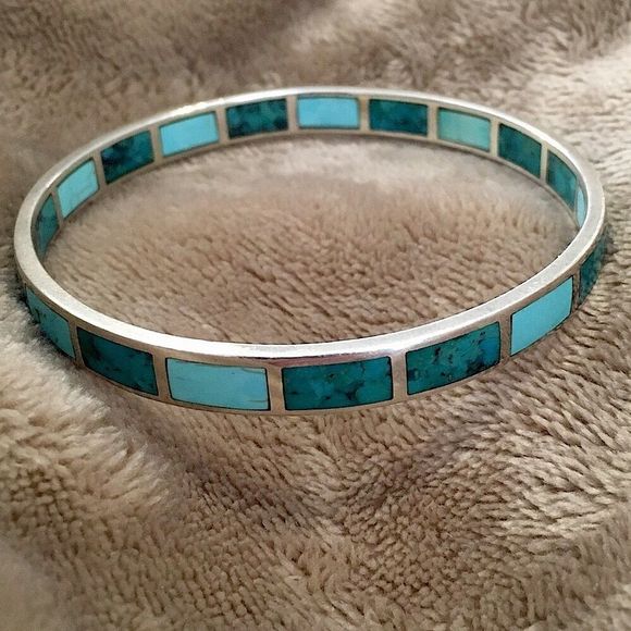 SILPADA High Seas Turquoise and Sterling Silver 925 B2828 Bangle - Picture 1 of 9